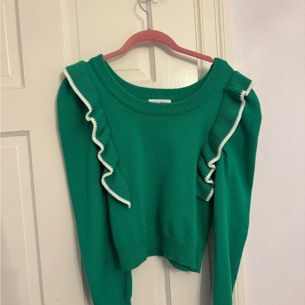 Stylish Green Ruffle Sweater